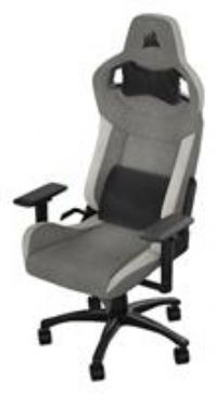 Corsair T3 RUSH Fabric Gaming Chair (2023) – Racing-Inspired Design – Soft Fabric Exterior – Padded Neck Cushion – Memory Foam Lumbar Support – Adjustable Seat Height – Grey & White