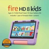 All-new Fire HD 8 Kids tablet | 8-inch HD display, ages 3–7, includes 2-year worry-free guarantee, Kid-Proof Case, 32 GB, 2022 release, Purple