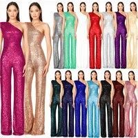 One-Shoulder Sleeveless Sequin Jumpsuit - 6 Sizes & 16 Colours