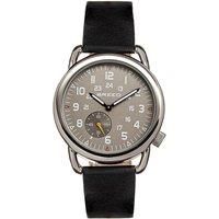 Regulator Leather-Band Watch with Second Sub-dial