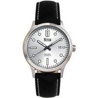 Henry Automatic Canvas-Overlaid Leather-Band Watch with Date