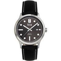 Henry Automatic Canvas-Overlaid Leather-Band Watch with Date