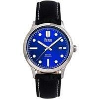 Henry Automatic Canvas-Overlaid Leather-Band Watch with Date