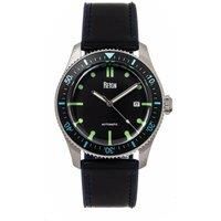 Elijah Automatic Rubber Inlaid Leather-Band Watch with Date