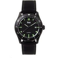 Elijah Automatic Rubber Inlaid Leather-Band Watch with Date