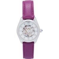 Empress Magnolia Automatic MOP Skeleton Dial Leather-Band Watch