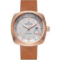 Davenport Engraved-Case Leather-Band Watch w/ Date