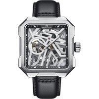 Campbell Leather-Band Skeleton Watch
