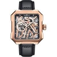 Campbell Leather-Band Skeleton Watch