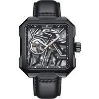 Campbell Leather-Band Skeleton Watch