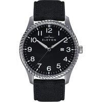 Crosswind Canvas-Overlaid Leather-Band Watch w/ Date