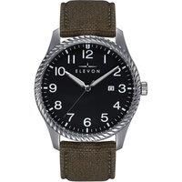 Crosswind Canvas-Overlaid Leather-Band Watch w/ Date