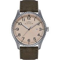 Crosswind Canvas-Overlaid Leather-Band Watch w/ Date