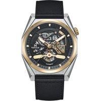 Amadeus Semi-Skeleton Leather-Band Watch