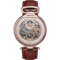 Lincoln Leather-Band Skeleton Watch with Moon Phase