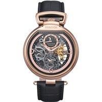 Lincoln Leather-Band Skeleton Watch with Moon Phase