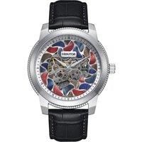 Emmanuel Semi-Skeleton Leather-Band Watch