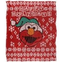 Sesame Street Elmo Ugly Christmas Sweater Soft Throw Blanket 152 X 127 cm