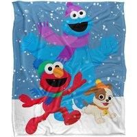 Sesame Street Furry Friends Forever Elmo Cookie Monster Snow Run Kids Silky Touch Blanket, 152 x 127 cm