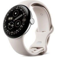 GOOGLE Pixel Watch 4 4G LTE - Silver Aluminium Case with Porcelain Active Band, 45 mm, White,Silver/Grey