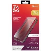 ZAGG Luxe & Glass 360 Graphene-Reinforced Case with Tempered Glass Screen Protector for Samsung Galaxy S25 Plus [6.7-Inch], Wireless Charger Compatible, Shockproof Phone Back Cover (Transparent)