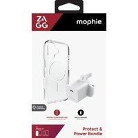 ZAGG Crystal Palace Snap iPhone 17 Clear Case & Mophie 30 W USB Type-C Wall Charger Bundle, Clear,White