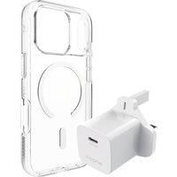 ZAGG Crystal Palace Snap iPhone 17 Pro Clear Case & Mophie 30 W USB Type-C Wall Charger Bundle, Clear,White