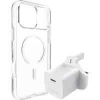 ZAGG Crystal Palace Snap iPhone 17 Pro Max Clear Case & Mophie 30 W USB Type-C Wall Charger Bundle, Clear,White
