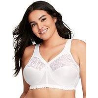 Glamorise Bra Size 50 H Style 1000 Magic Lift Full Support White Wire Free Lace