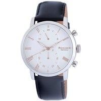 Bavaria White Dial Rose Gold Case Black Leather Strap Watch