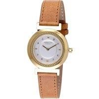 Djursland MOP dial with Swarovski crystal indices, leather crocodile pattern top Strap Watch