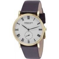 Watch, Yellow Gold Case, White Dial, Black Leather Strap
