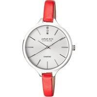 Johan Eric Women's JE2100-09-004 Herlev Slim Diamonds Red Leather Wristwatch