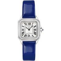 Milan Silver Dial Dark Blue Leather strap Swiss Quartz Watch