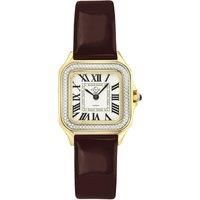 Milan Silver Dial Burgundy strap Swiss Quartz Watch