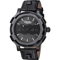 Rebel Men's RB102-6071 Brooklyn Bridge Black Dial Black Leather Wristwatch