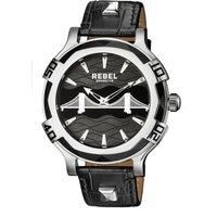 Rebel Men's RB102-4071 Brooklyn Bridge Black Dial Black Leather Wristwatch