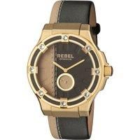 Rebel Women's RB119-9071 Flatbush Gold IP Steel Black Tan Wristwatch
