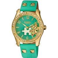Rebel Women's RB111-9121 Gravesend Crystals Puzzel-piece Dial Teal Leather Watch