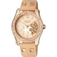 Rebel Women's RB111-8151 Gravesend Crystals Puzzel-Piece Dial Tan Leather Watch