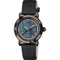 Marsala Tortoise Mother Of Pearl Dial, Black Suede Strap Watch