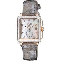 Bari Diamond Mother of Pearl Dial IP RG Case Leather Strap Swiss Quartz Watch
