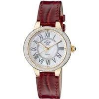 GV2 by Gevril Women's Astor II 9142-L4 MOP Dial Diamond Red Leather Swiss Watch