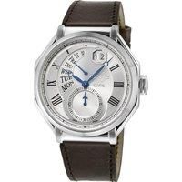 Marchese Stainless Steel Case, Silver Dial Watch, Genuine Italian Brown Leather Strap
