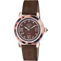 Marsala Tortoise Mother Of Pearl Dial, Brown Suede Strap Watch