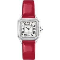 Milan Silver Dial Bright Red Leather strap watch