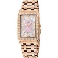 Ave of Americas Mini Rose Stainless Steel Diamond Case, Pink MOP Dial Swiss Quartz Watch