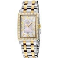 Ave of Americas Mini Two toned IPYG Stainless Steel Diamond Case, White MOP Dial Swiss Quartz Watch