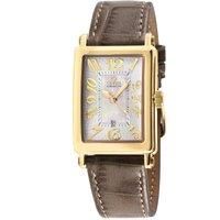 Ave of Americas Mini IPYG Stainless Steel Case, White MOP Dial , Genuine Tan Leather Strap Swiss Quartz Watch