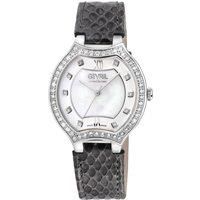 Lugano Swiss Diamond , White MOP Dial, 316L Stainless Steel Case, Genuine Italian Handmade Leather Strap Swiss Quartz Watch